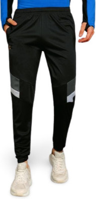 Qalm Brothers Colorblock Men Black Track Pants