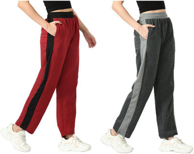 Indistar Colorblock Women Maroon, Black Track Pants