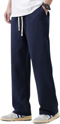 COMFORTABLY DUMB Solid Men Blue Track Pants
