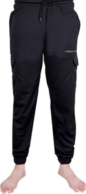 Congo Fit Solid Men Black Track Pants