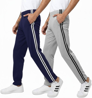 LAYZEE Striped Men Grey, Blue Track Pants