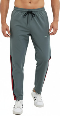 Spadyy Solid, Striped Men Grey Track Pants