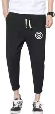 YFB Solid, Printed Men Black Track Pants