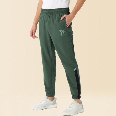 YUNEK Solid Men Green Track Pants