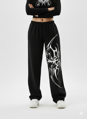 ZELTOS Printed Women Black Track Pants