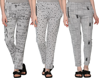 Weboasis Printed, Self Design Women Grey Track Pants