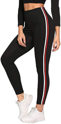 ANGELOU CREATIONS Striped Women Black, Red Track Pants