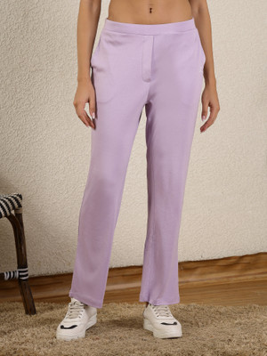 Zelena Solid Women Purple Track Pants