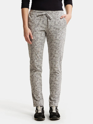 JOCKEY 1301 Super Combed Cotton Elastane Stretch Printed Women Grey Track Pants