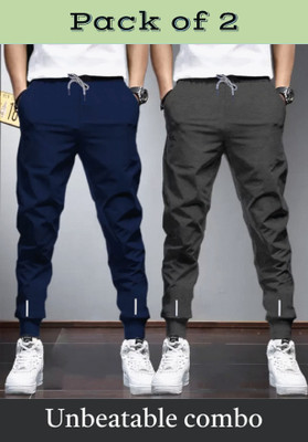 Reya Solid Men Blue, Grey Track Pants