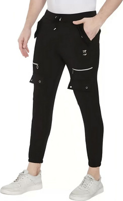 Mindsart Trend Self Design Men Black Track Pants