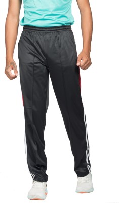 ESTRO Striped Men Black Track Pants