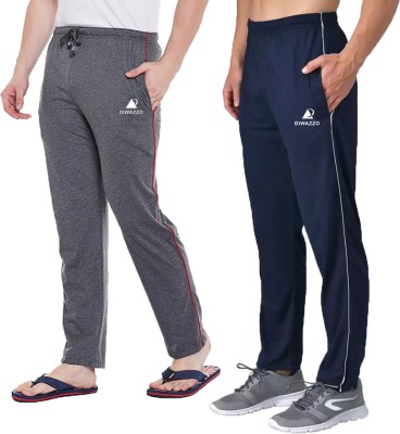 Diwazzo Solid Men Grey, Dark Blue Track Pants