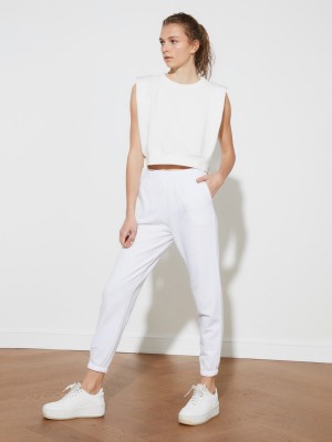 Trendyol Solid Women White Track Pants