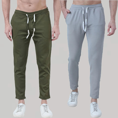 Retailmart Solid Men Grey, Olive Track Pants