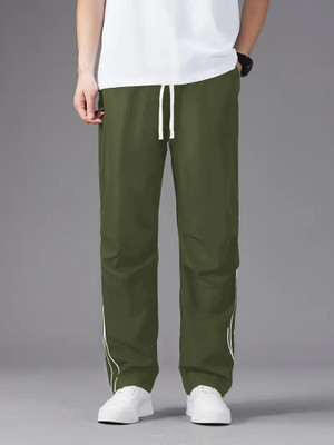 Rajovati Solid Men Dark Green Track Pants