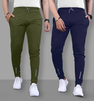 Z-DEVIL Solid Men Blue, Olive Track Pants