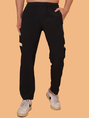 ZULX Striped Men Black Track Pants