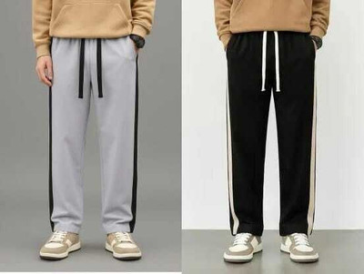 GANPATI CREATION Solid Men Grey, Black Track Pants