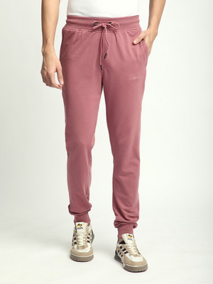 Stitch Hub Solid Men Pink Track Pants