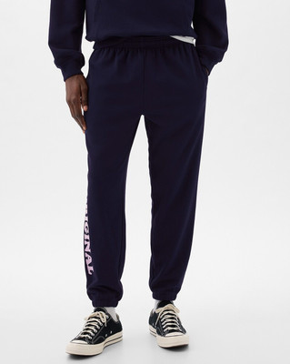 GAP Graphic Print Men Dark Blue Track Pants