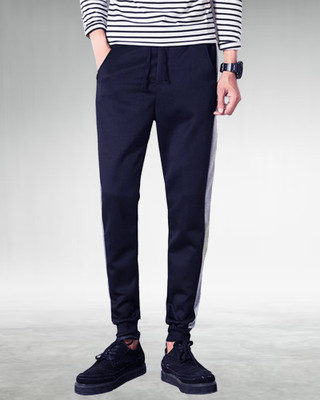 Tee town Colorblock Men Dark Blue Track Pants