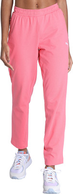 PUMA Zippered Jersey Sweatpants Solid Women Pink Track Pants
