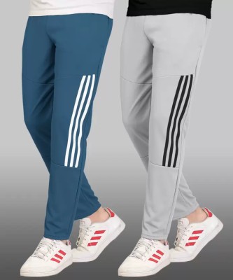 AARADH Striped Men Blue, Grey, White, Black Track Pants