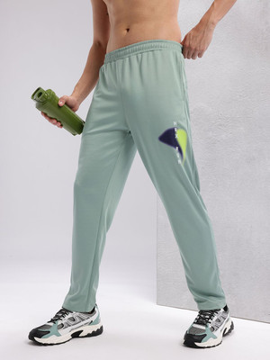 HRX by Hrithik Roshan Washed, Solid Men Green Track Pants