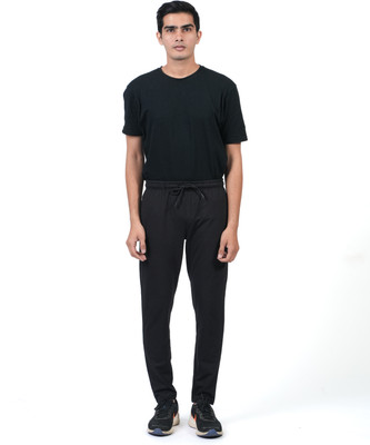 Ecolove Solid Men Black Track Pants