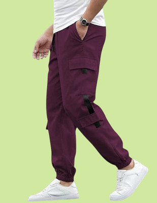 Kesaria Textile Company Solid Men Maroon Track Pants