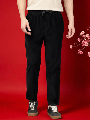 SB Trend Solid Men Black Track Pants