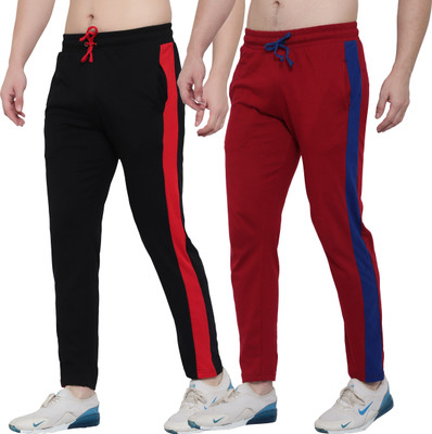 MYOO Solid Men Black, Red Track Pants
