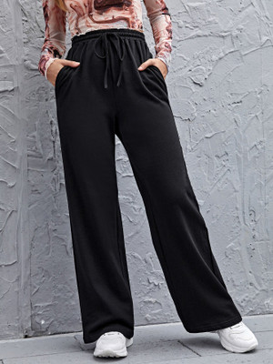 Dockstreet Solid Women Black Track Pants