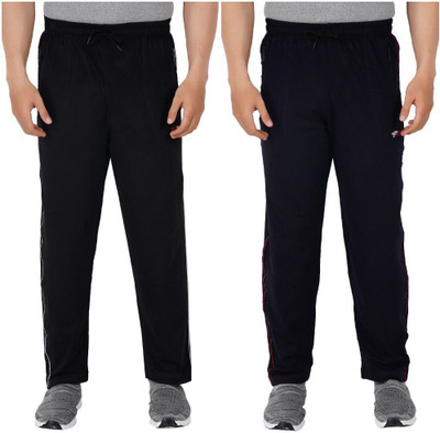 HouseOfCommon Self Design Men Black, Dark Blue Track Pants