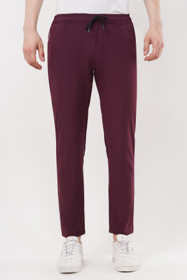 Yaqr Solid Men Maroon Track Pants