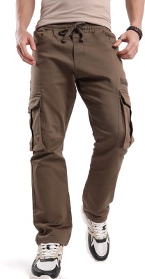 WROGN Solid Men Brown Track Pants