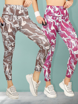 BEYOGINI Printed Women Brown, Purple Track Pants