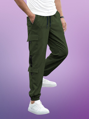 Kesaria Textile Company Solid Men Dark Green Track Pants