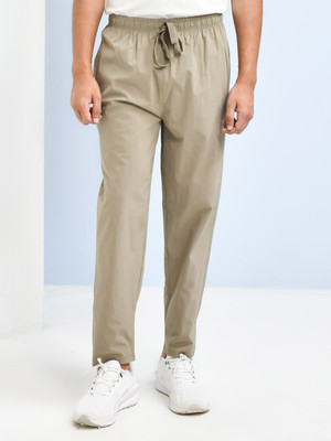 SKYKNIT Solid Men Beige Track Pants