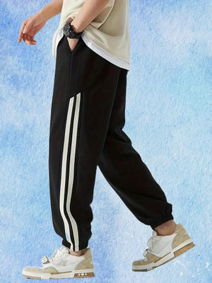Style Sizzle Striped Men Black Track Pants