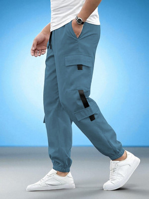 NIVEDANM Self Design Men Light Blue Track Pants