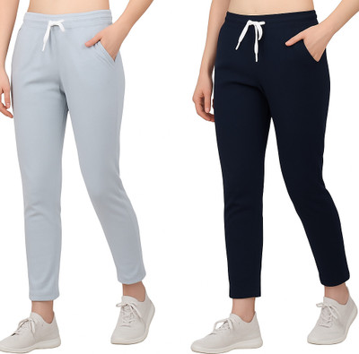 Retailmart Solid Women Grey, Blue Track Pants