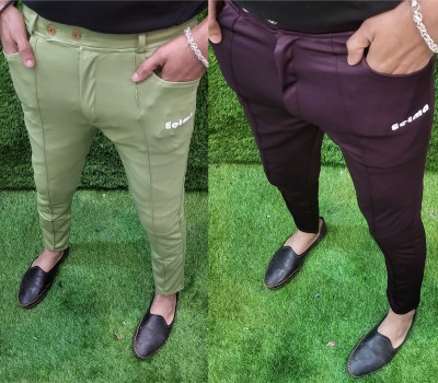 SHARMASONS Solid Men Maroon, Light Green Track Pants