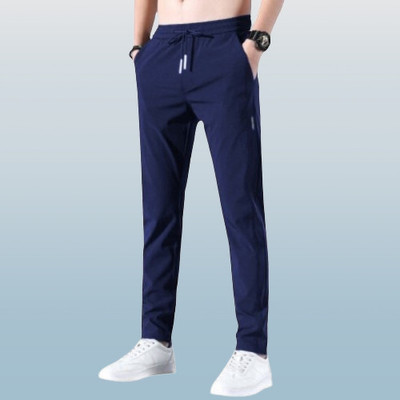 addiz Solid Men Blue Track Pants