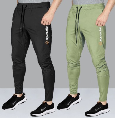 AVOLT Solid Men Black, Light Green Track Pants