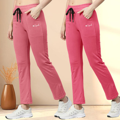 Ethnicbasket Solid Women Pink Track Pants