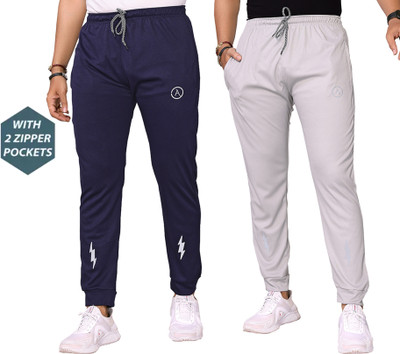 ANAND Self Design Men Dark Blue, Grey Track Pants