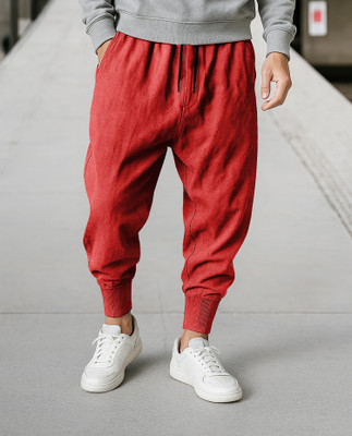 KELONBRO Solid Men Red Track Pants