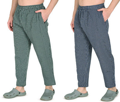 JUHRAF Checkered Men Green, Blue Track Pants
